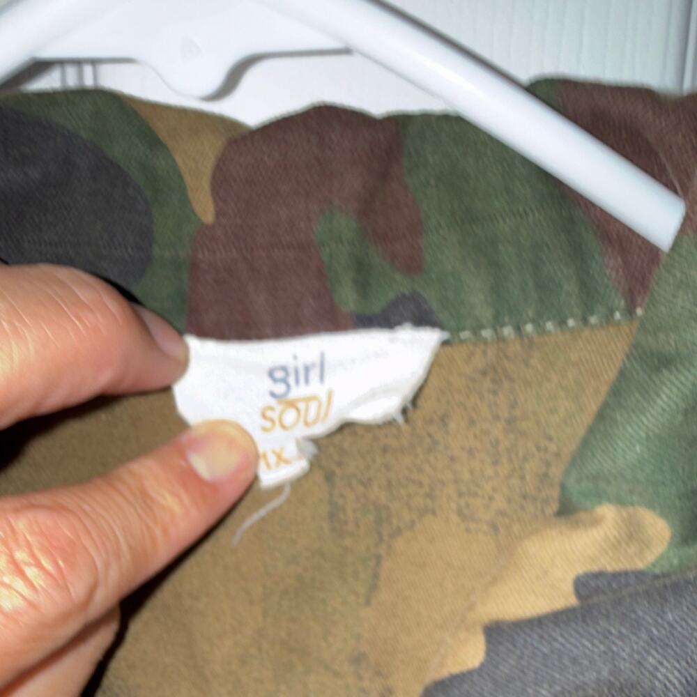 Girl Soul Camouflage Button Jacket Frayed Hem Collared Pockets Women’s Short XL - Picture 2 of 4